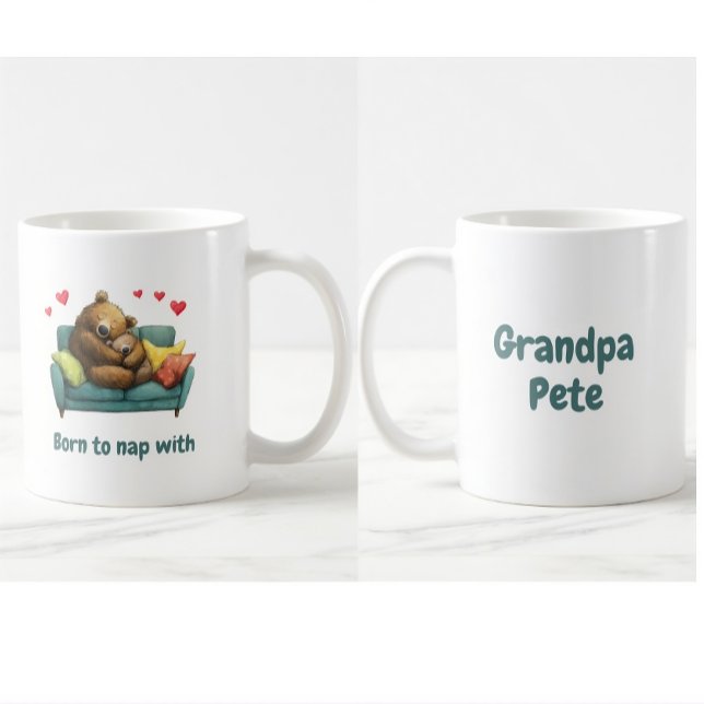 Mug Né pour faire la sieste avec Papi, Cadeau d'annive (Créateur téléchargé)
