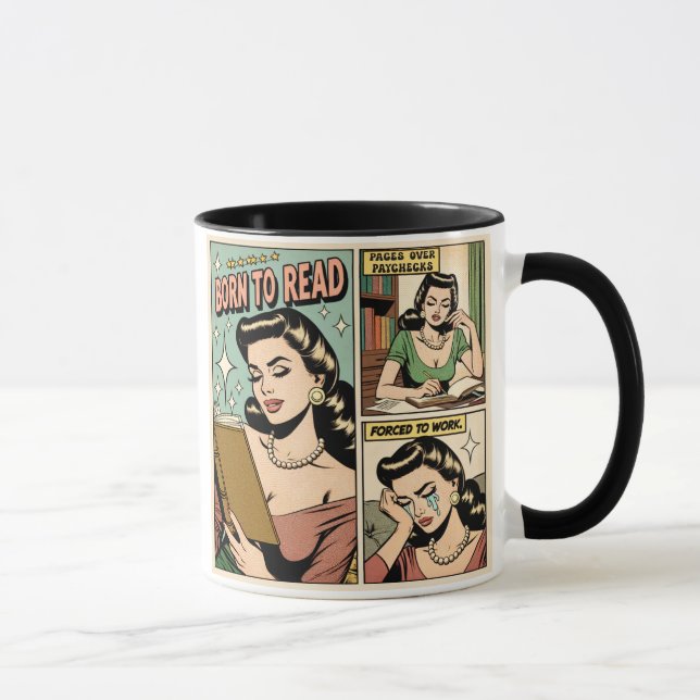 Mug Né Pour Lire Retro Funny Book Cup Pour Lecteurs (Droite)