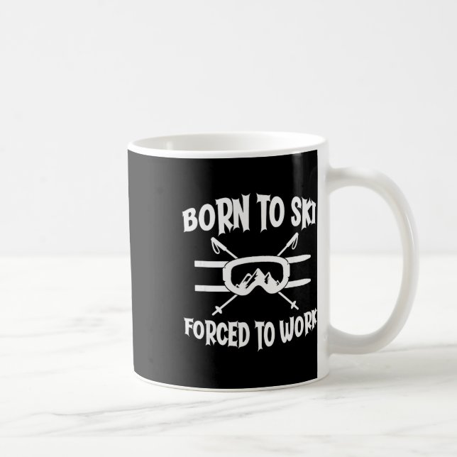 Mug Né pour skier drôle skieur  (Droite)