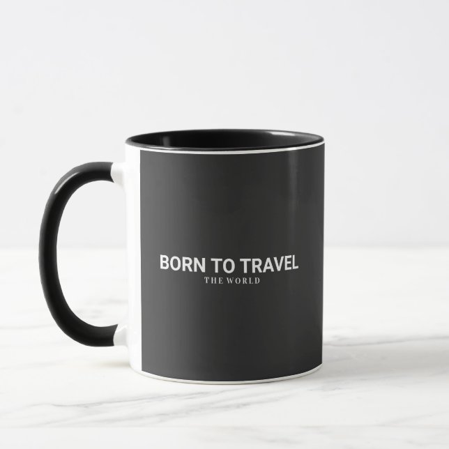 Mug Né pour voyager à travers le monde (Gauche)