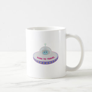 Mug Né pour voyager mignon alien et soucoupe volante