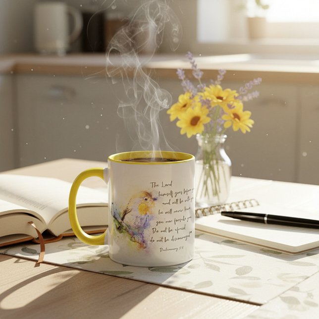 Mug Ne te décourage pas, oiseau à l'aquarelle   (Créateur téléchargé)