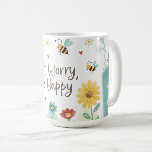 Mug Ne t'inquiète pas, Abeille Heureuse Mignonne Abeil (Devant droit)