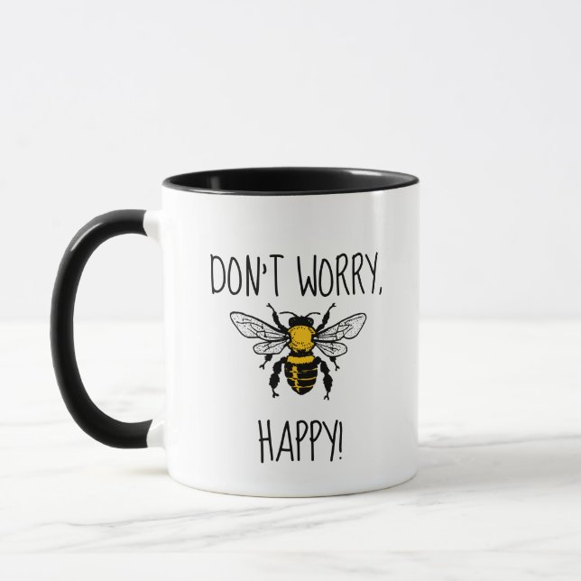 Mug Ne t'inquiète pas, sois heureux jaune (Gauche)