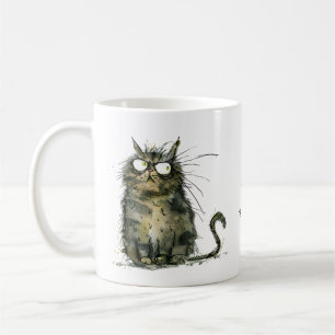 Mug Ne touchez pas. Chat hirsute humour de bureau