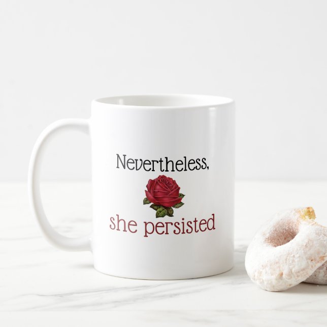 Mug Néanmoins Elle A Persisté Mignonne Rose Rouge Vint (Avec donut)