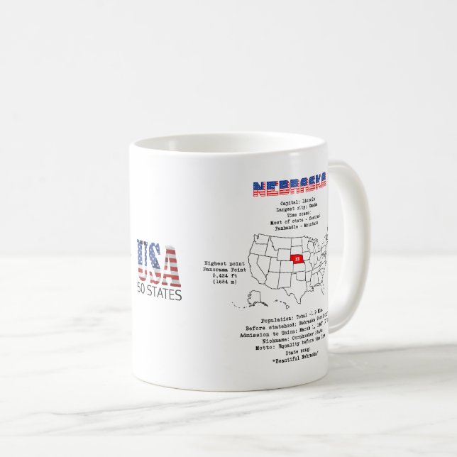 Mug Nebraska. L'état des États-Unis d'Amérique (Devant droit)