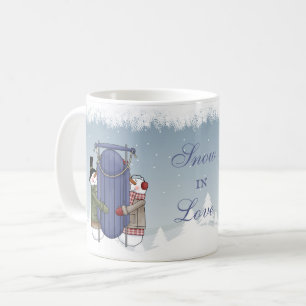 Mug Neige dans l'amour - Snowman Couple Going Sledding