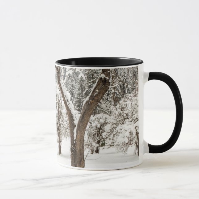 Mug Neige fraîche sur grange rouge (Droite)