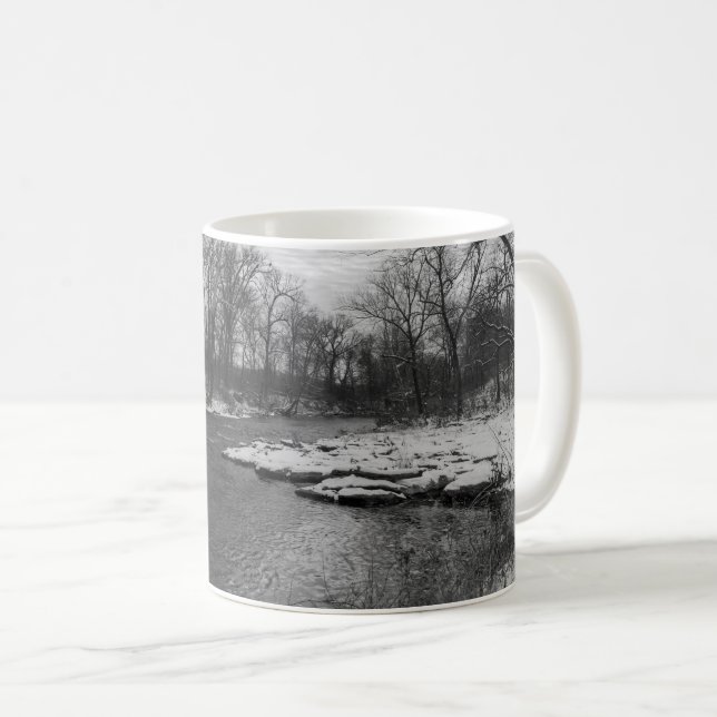 Mug Neige Le Long De La Rivière James Grayscale Café M (Devant droit)