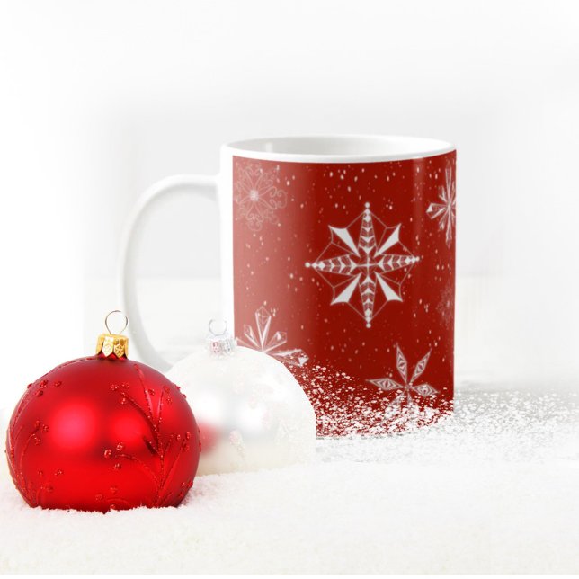 Mug Neige sur toile rouge (Créateur téléchargé)