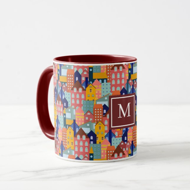 Mug Neighborhood Block City Houses Pattern (Devant gauche)