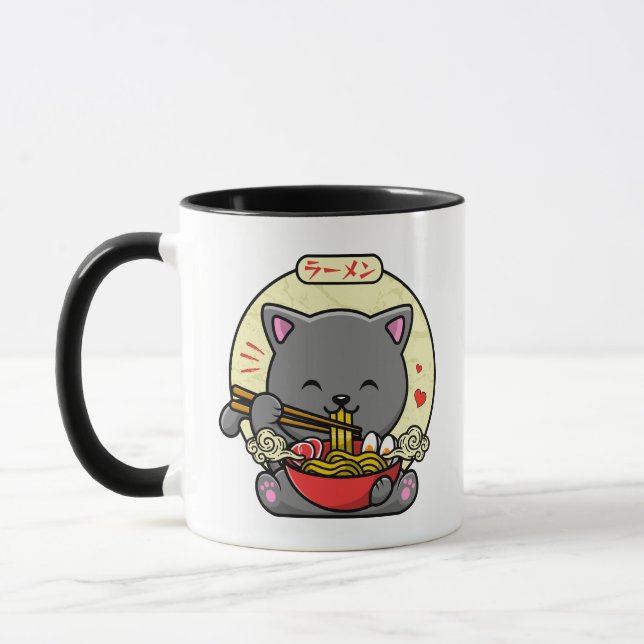 Mug Neko Chat Manger Ramen Cute Kawaii Noodle (Gauche)