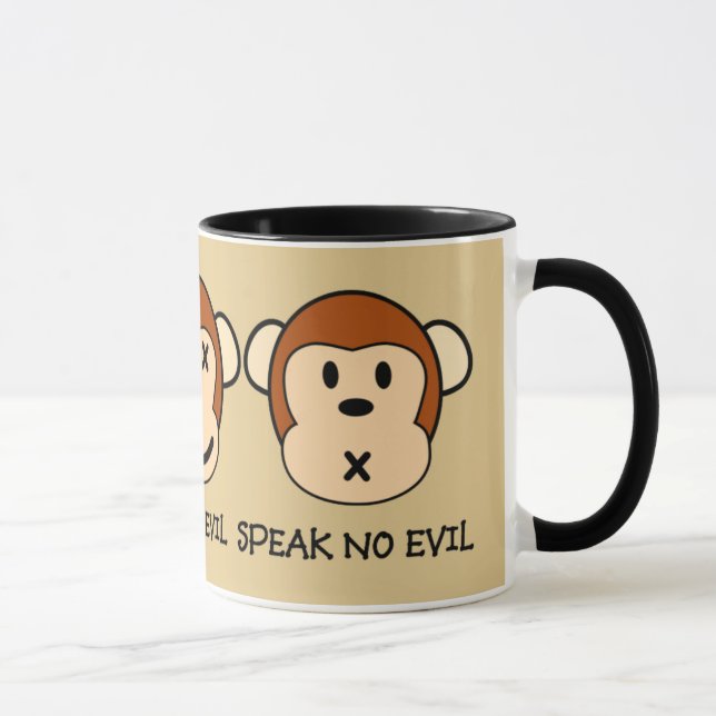 Mug N'entendez pas le design des singes malveillants (Droite)