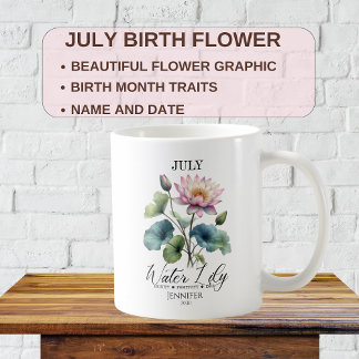 Mug Nénuphar personnalisable Fleur d'anniversaire de j