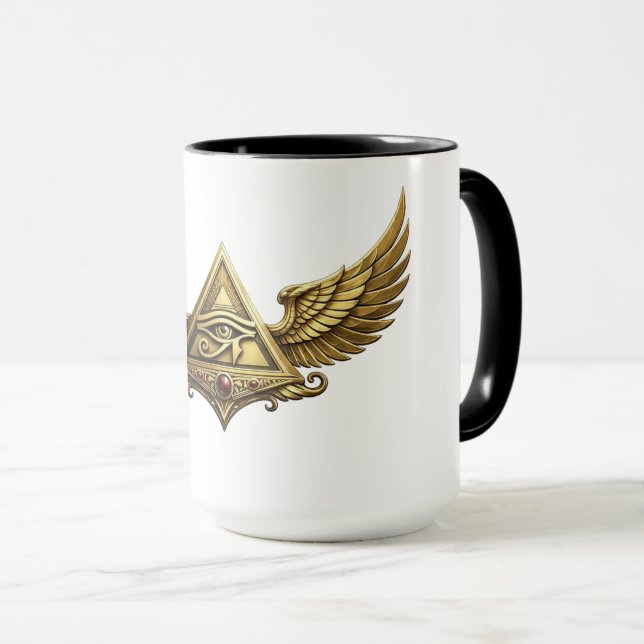 Mug NeoAnkh Egyptian Eye of Horus Gold Winged Pyramid (Devant droit)
