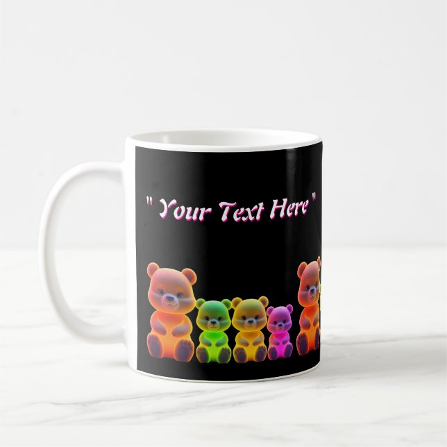 Mug Neon Bear Art numérique de famille (Gauche)