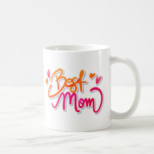 Mug Neon Best Mom Graffiti Texte avec les coeurs