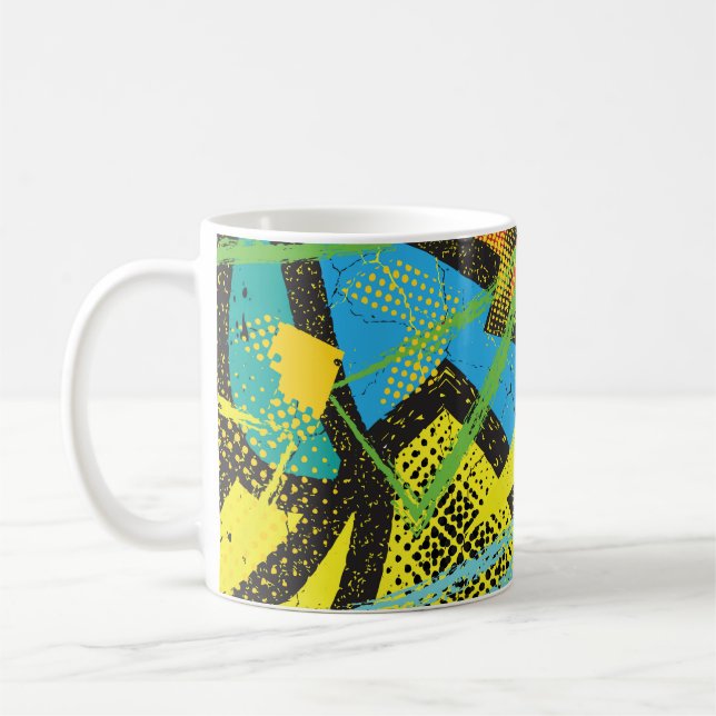 Mug Neon chaotique : Motif de graffiti Abstrait. (Gauche)