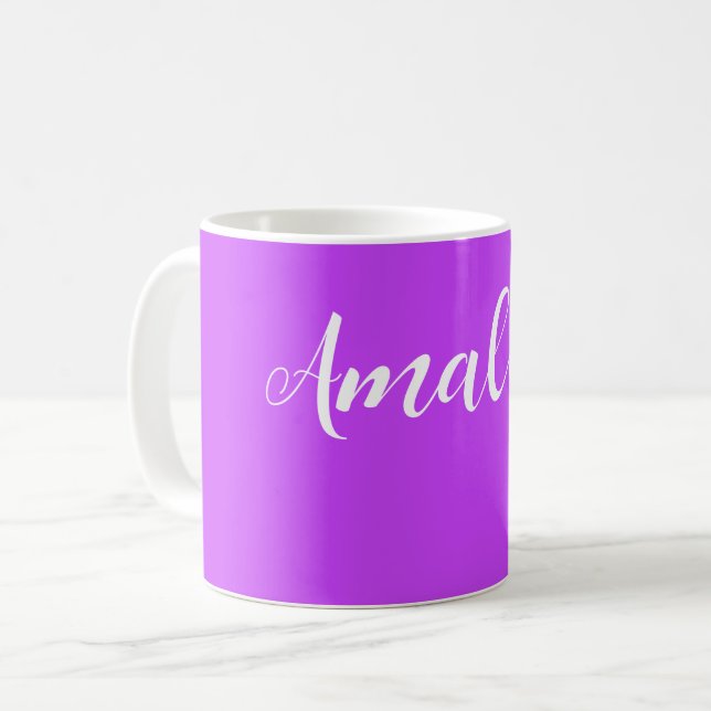 Mug néon clair solide fluorescent violet (Devant gauche)