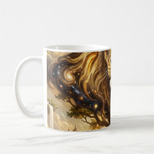 Mug Neon Cyber Lion Wall Art Print – Futuristic Fantas