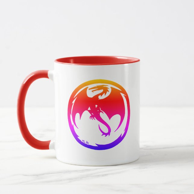 Mug Neon Dragon blanc combo rouge (Gauche)