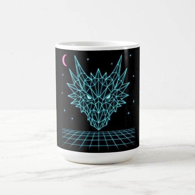 Mug Neon Dragon Synthwave – Bête de feu rétro (Centre)