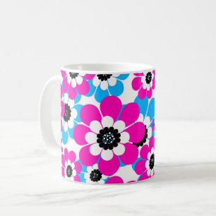 Mug néon floral clair motif crimson lumineux et bleu