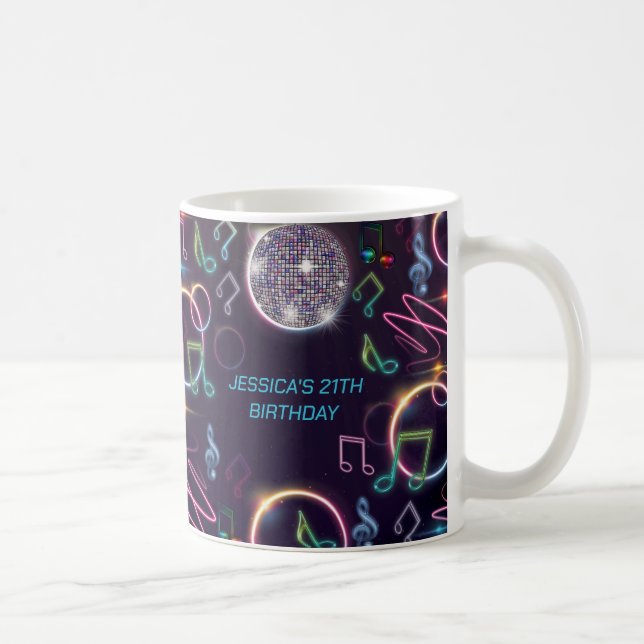 Mug Neon Glow Disco Dance Anniversaire (Droite)