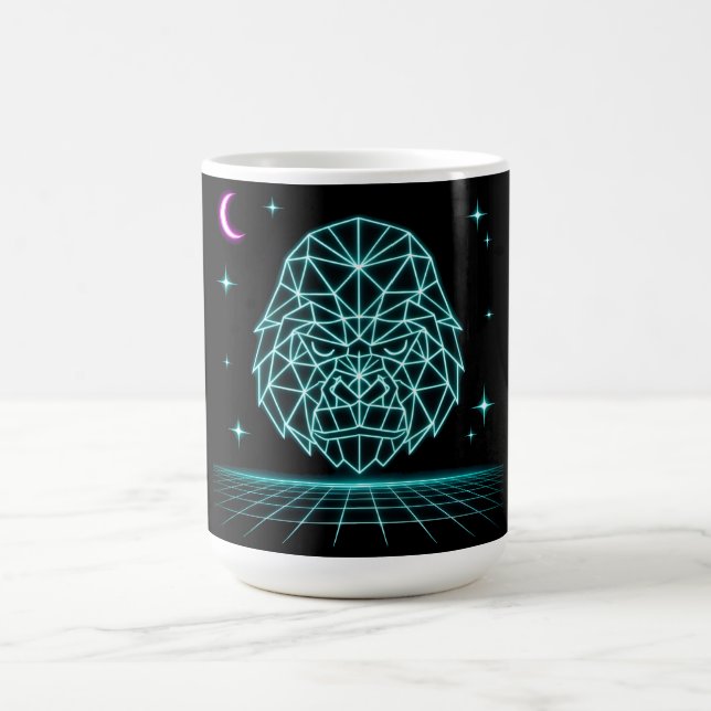 Mug Neon Gorilla Synthwave - Bête de puissance rétro (Centre)