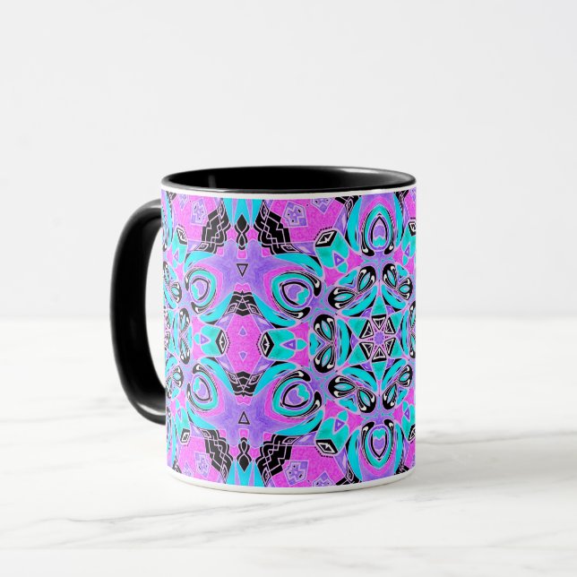 Mug Neon kaleidoscope, mandala (Devant gauche)