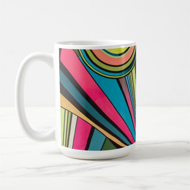 Mug Neon Pop Art Deco: Electric Geometric Radio Waves  (Gauche)