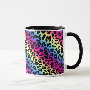 Mug Neon Rainbow Leopard Motif Imprimer