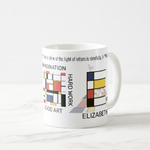 Mug Neoplasticisme Art Monogramme Stylish. Lettre E