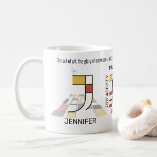 Mug Neoplasticisme Art Monogramme Stylish. Lettre J