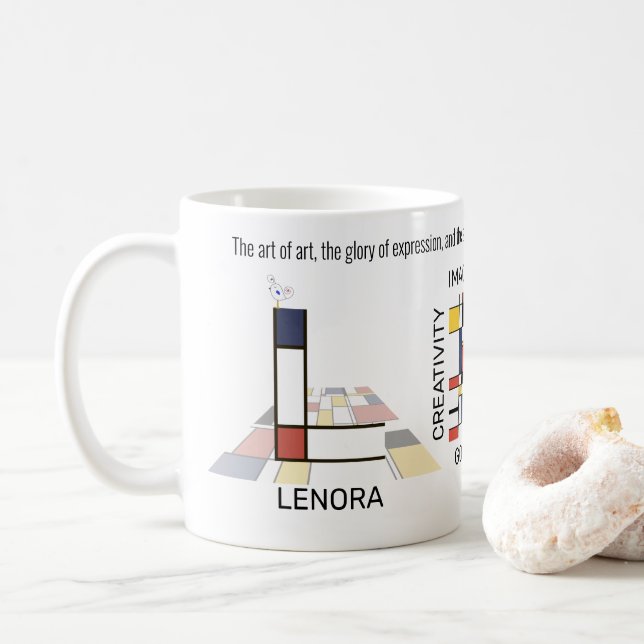 Mug Neoplasticisme Art Monogramme Stylish. Lettre L (Avec donut)
