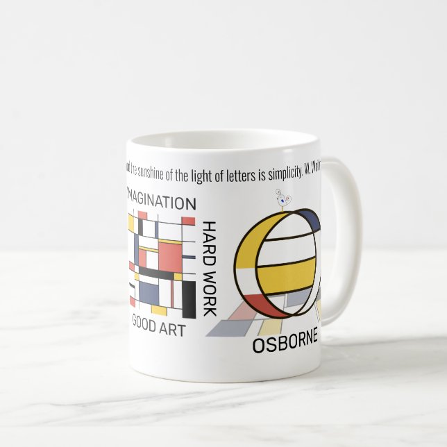 Mug Neoplasticisme Art Monogramme Stylish. Lettre O (Devant droit)