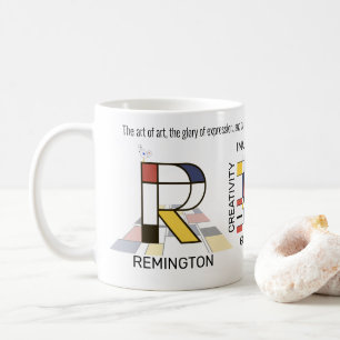 Mug Neoplasticisme Art Monogramme Stylish. Lettre R