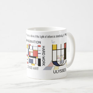 Mug Neoplasticisme Art Monogramme Stylish. Lettre U