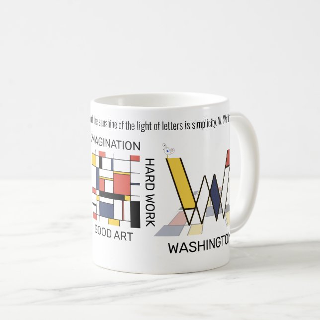Mug Neoplasticisme Art Monogramme Stylish. Lettre W (Devant droit)