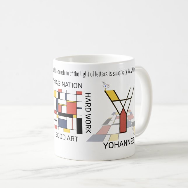 Mug Neoplasticisme Art Monogramme Stylish. Lettre Y (Devant droit)