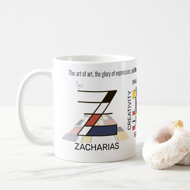 Mug Neoplasticisme Art Monogramme Stylish. Lettre Z (Avec donut)