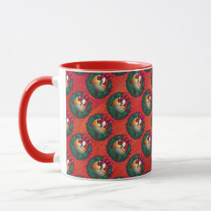 Mug Neuf boule en Motif de couronne de Noël sur rouge