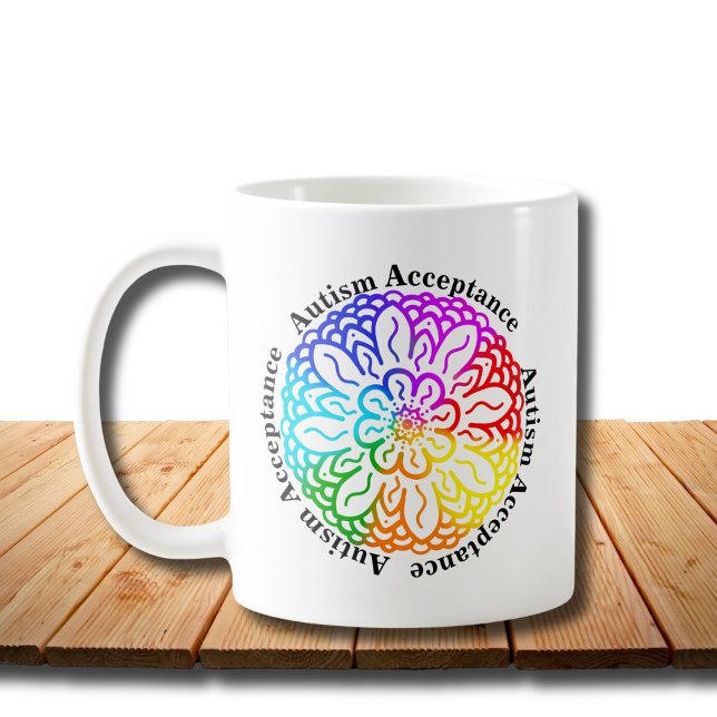Mug Neurodiversité Autisme Acceptation Rainbow Mandala (Créateur téléchargé)