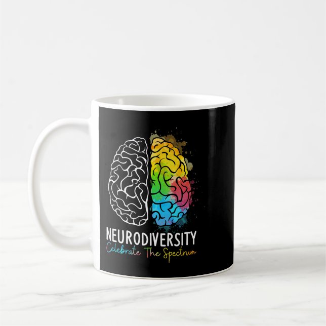 Mug Neurodiversité spectre autiste DMPS TDAH arc-en-ci (Gauche)