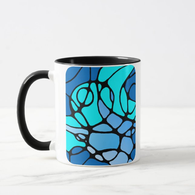 Mug Neurographique bleu design abstrait moderne (Gauche)