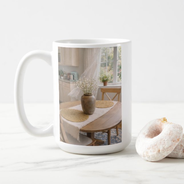 Mug Neutral Farmhouse Wildflower Floral (Avec donut)