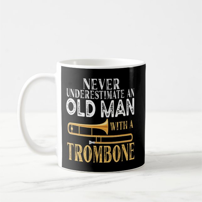 Mug Never Underestimate An Old Man With A Trombone Gif (Gauche)