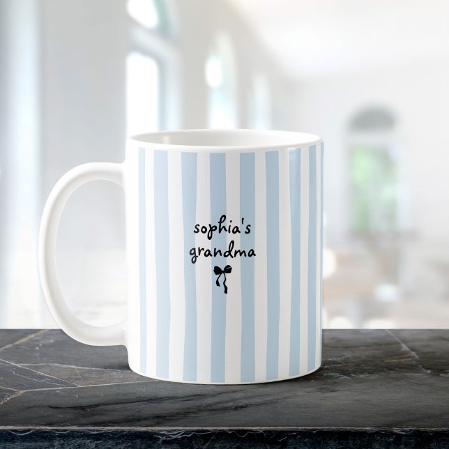 Mug New Baby's Grandma Custom Name Light Blue Stripes (Créateur téléchargé)