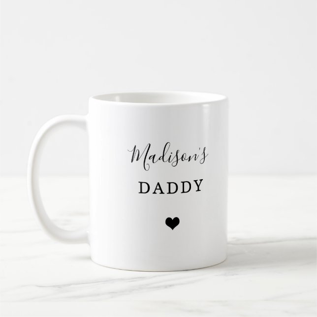Mug New Daddy - Nom de l'enfant avec coeur simple (Gauche)
